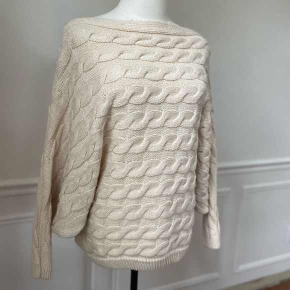 Military Hippie Horizontal Cable Knit Dolman Sweater L XL - Picture 4 of 5